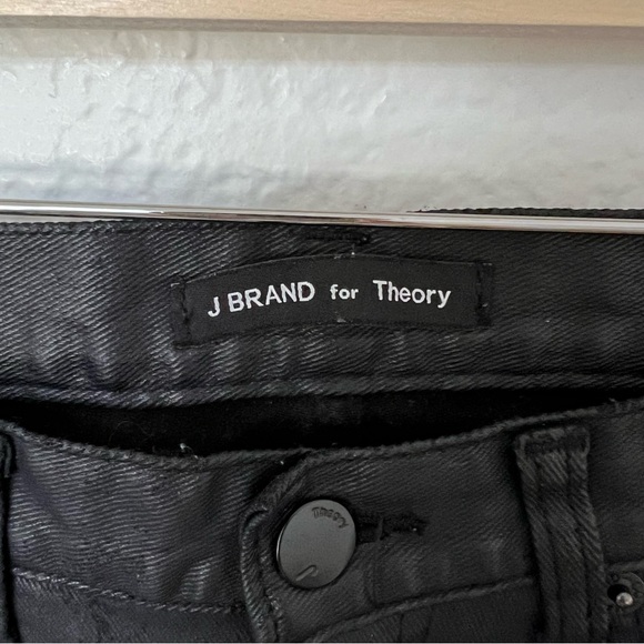 J Brand for Theory Black Waxed Skinny Frayed Ankle Jeans, Size S - Picture 4 of 10